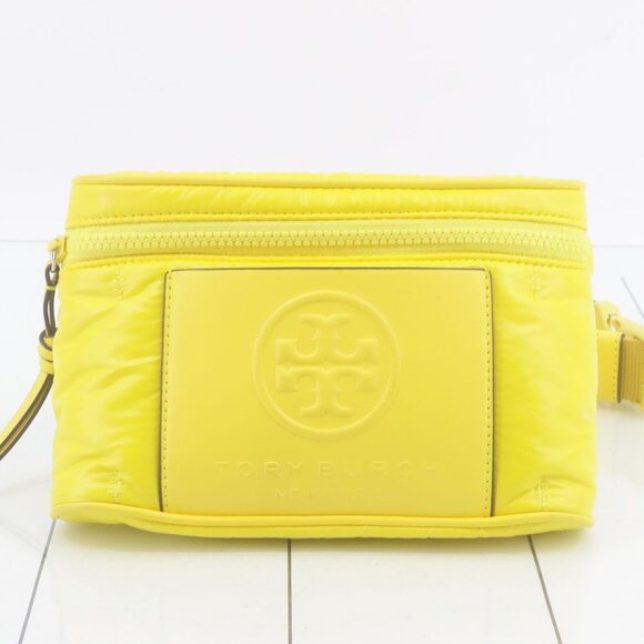 💛 Tory Burch Yellow Quilted Nylon Belt Bag / Fanny Pack - Gently Used - Picture 1 of 10